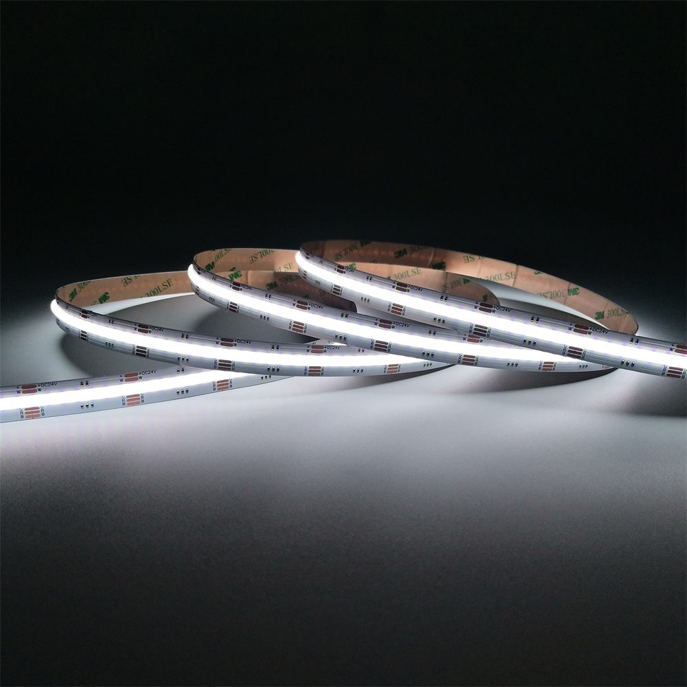 RGBW COB LED strip displaying its white light mode